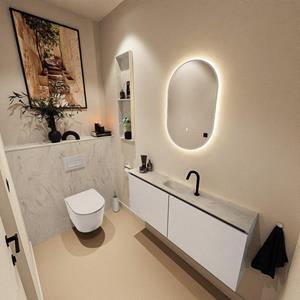 Mondiaz TURE-DLUX 120cm toiletmeubel Linen. EDEN wastafel Opalo positie midden. Met 1 kraangat. TUREDX120LINM1OPA