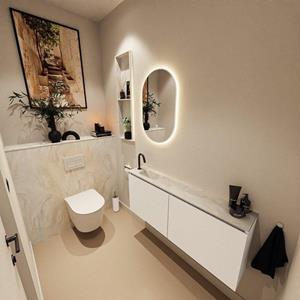 Mondiaz TURE-DLUX 120cm toiletmeubel Talc. EDEN wastafel Ostra positie links. Met 1 kraangat. TUREDX120TALL1OST