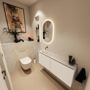 Mondiaz TURE-DLUX 120cm toiletmeubel Talc. EDEN wastafel Ostra positie links. Zonder kraangat. TUREDX120TALL0OST