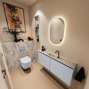 Mondiaz TURE-DLUX 120cm toiletmeubel Clay. EDEN wastafel Glace positie midden. Met 1 kraangat. TUREDX120CLAM1GLA