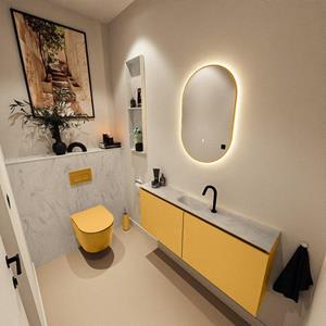 Mondiaz TURE-DLUX 120cm toiletmeubel Ocher. EDEN wastafel Opalo positie midden. Met 1 kraangat. TUREDX120OCHM1OPA