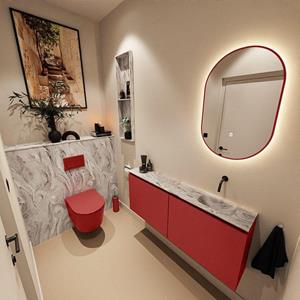 Mondiaz TURE-DLUX 120cm toiletmeubel Fire. EDEN wastafel Glace positie rechts. Zonder kraangat. TUREDX120FIRR0GLA