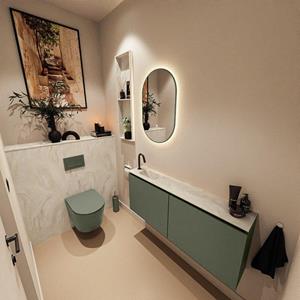 Mondiaz TURE-DLUX 120cm toiletmeubel Army. EDEN wastafel Ostra positie links. Met 1 kraangat. TUREDX120ARML1OST