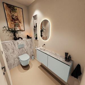 Mondiaz TURE-DLUX 120cm toiletmeubel Greey. EDEN wastafel Glace positie links. Zonder kraangat. TUREDX120GREL0GLA