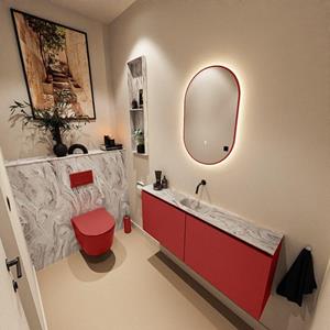 Mondiaz TURE-DLUX 120cm toiletmeubel Fire. EDEN wastafel Glace positie midden. Zonder kraangat. TUREDX120FIRM0GLA