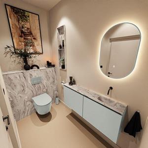 Mondiaz TURE-DLUX 120cm toiletmeubel Greey. EDEN wastafel Glace positie rechts. Zonder kraangat. TUREDX120GRER0GLA