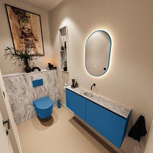 Mondiaz TURE-DLUX 120cm toiletmeubel Jeans. EDEN wastafel Glace positie midden. Zonder kraangat. TUREDX120JEAM0GLA