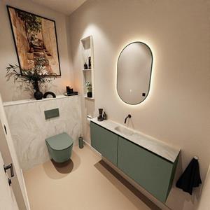 Mondiaz TURE-DLUX 120cm toiletmeubel Army. EDEN wastafel Ostra positie midden. Zonder kraangat. TUREDX120ARMM0OST