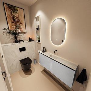 Mondiaz TURE-DLUX 120cm toiletmeubel Plata. EDEN wastafel Ostra positie midden. Zonder kraangat. TUREDX120PLAM0OST