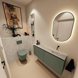 Mondiaz TURE-DLUX 120cm toiletmeubel Army. EDEN wastafel Opalo positie rechts. Zonder kraangat. TUREDX120ARMR0OPA