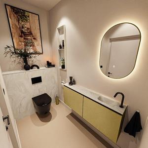 Mondiaz TURE-DLUX 120cm toiletmeubel Oro. EDEN wastafel Ostra positie rechts. Met 1 kraangat. TUREDX120OROR1OST