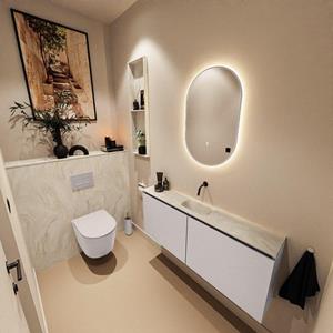 Mondiaz TURE-DLUX 120cm toiletmeubel Cale. EDEN wastafel Ostra positie midden. Zonder kraangat. TUREDX120CALM0OST