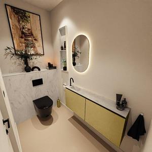 Mondiaz TURE-DLUX 120cm toiletmeubel Oro. EDEN wastafel Opalo positie links. Met 1 kraangat. TUREDX120OROL1OPA