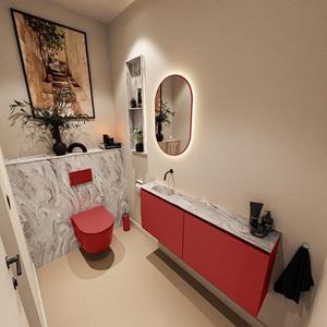 Mondiaz TURE-DLUX 120cm toiletmeubel Fire. EDEN wastafel Glace positie links. Zonder kraangat. TUREDX120FIRL0GLA