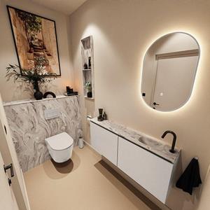 Mondiaz TURE-DLUX 120cm toiletmeubel Linen. EDEN wastafel Glace positie rechts. Met 1 kraangat. TUREDX120LINR1GLA