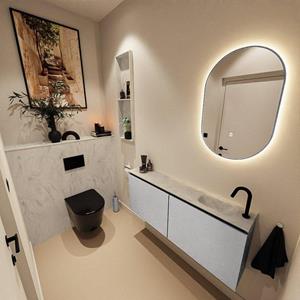 Mondiaz TURE-DLUX 120cm toiletmeubel Plata. EDEN wastafel Opalo positie rechts. Met 1 kraangat. TUREDX120PLAR1OPA