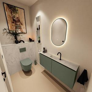 Mondiaz TURE-DLUX 120cm toiletmeubel Army. EDEN wastafel Opalo positie midden. Met 1 kraangat. TUREDX120ARMM1OPA