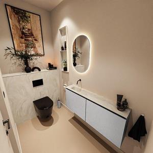 Mondiaz TURE-DLUX 120cm toiletmeubel Plata. EDEN wastafel Ostra positie links. Zonder kraangat. TUREDX120PLAL0OST