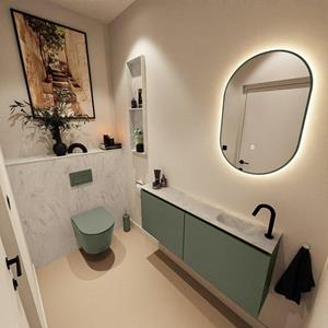 Mondiaz TURE-DLUX 120cm toiletmeubel Army. EDEN wastafel Opalo positie rechts. Met 1 kraangat. TUREDX120ARMR1OPA