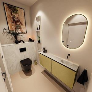 Mondiaz TURE-DLUX 120cm toiletmeubel Oro. EDEN wastafel Ostra positie rechts. Zonder kraangat. TUREDX120OROR0OST