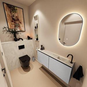 Mondiaz TURE-DLUX 120cm toiletmeubel Plata. EDEN wastafel Ostra positie rechts. Met 1 kraangat. TUREDX120PLAR1OST