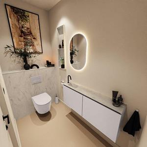 Mondiaz TURE-DLUX 120cm toiletmeubel Cale. EDEN wastafel Opalo positie links. Met 1 kraangat. TUREDX120CALL1OPA