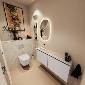 Mondiaz TURE-DLUX 120cm toiletmeubel Cale. EDEN wastafel Ostra positie links. Zonder kraangat. TUREDX120CALL0OST