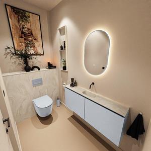 Mondiaz TURE-DLUX 120cm toiletmeubel Clay. EDEN wastafel Ostra positie midden. Zonder kraangat. TUREDX120CLAM0OST