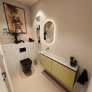 Mondiaz TURE-DLUX 120cm toiletmeubel Oro. EDEN wastafel Ostra positie links. Zonder kraangat. TUREDX120OROL0OST