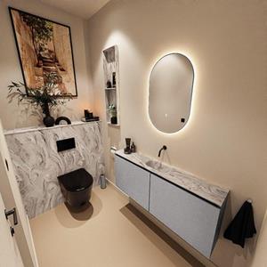 Mondiaz TURE-DLUX 120cm toiletmeubel Plata. EDEN wastafel Glace positie midden. Zonder kraangat. TUREDX120PLAM0GLA