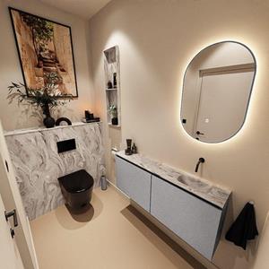 Mondiaz TURE-DLUX 120cm toiletmeubel Plata. EDEN wastafel Glace positie rechts. Zonder kraangat. TUREDX120PLAR0GLA