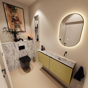 Mondiaz TURE-DLUX 120cm toiletmeubel Oro. EDEN wastafel Glace positie rechts. Zonder kraangat. TUREDX120OROR0GLA