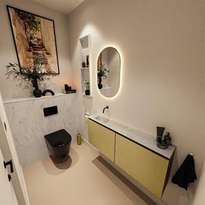 Mondiaz TURE-DLUX 120cm toiletmeubel Oro. EDEN wastafel Opalo positie links. Zonder kraangat. TUREDX120OROL0OPA