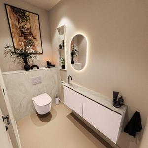 Mondiaz TURE-DLUX 120cm toiletmeubel Rosee. EDEN wastafel Ostra positie links. Met 1 kraangat. TUREDX120ROSL1OST