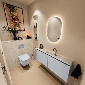 Mondiaz TURE-DLUX 120cm toiletmeubel Clay. EDEN wastafel Ostra positie midden. Met 1 kraangat. TUREDX120CLAM1OST