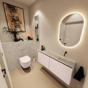 Mondiaz TURE-DLUX 120cm toiletmeubel Rosee. EDEN wastafel Opalo positie rechts. Zonder kraangat. TUREDX120ROSR0OPA