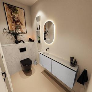 Mondiaz TURE-DLUX 120cm toiletmeubel Plata. EDEN wastafel Opalo positie links. Zonder kraangat. TUREDX120PLAL0OPA