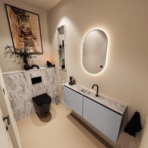 Mondiaz TURE-DLUX 120cm toiletmeubel Plata. EDEN wastafel Glace positie midden. Met 1 kraangat. TUREDX120PLAM1GLA