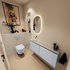 Mondiaz TURE-DLUX 120cm toiletmeubel Clay. EDEN wastafel Opalo positie links. Zonder kraangat. TUREDX120CLAL0OPA