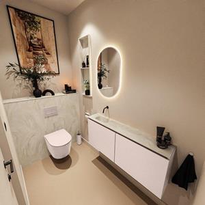 Mondiaz TURE-DLUX 120cm toiletmeubel Rosee. EDEN wastafel Ostra positie links. Zonder kraangat. TUREDX120ROSL0OST