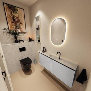 Mondiaz TURE-DLUX 120cm toiletmeubel Plata. EDEN wastafel Opalo positie midden. Met 1 kraangat. TUREDX120PLAM1OPA