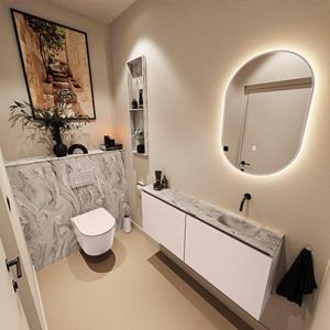 Mondiaz TURE-DLUX 120cm toiletmeubel Rosee. EDEN wastafel Glace positie rechts. Zonder kraangat. TUREDX120ROSR0GLA