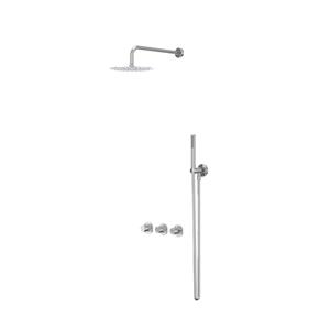 IVY Bond Regendoucheset 4 inbouw symmetry met 2 stopkranen - 30cm plafondbuis - 20cm slim hoofddouche - houder met uitlaat - doucheslang 150cm - 3-standen handdouche Chroom CSB4CRBACA