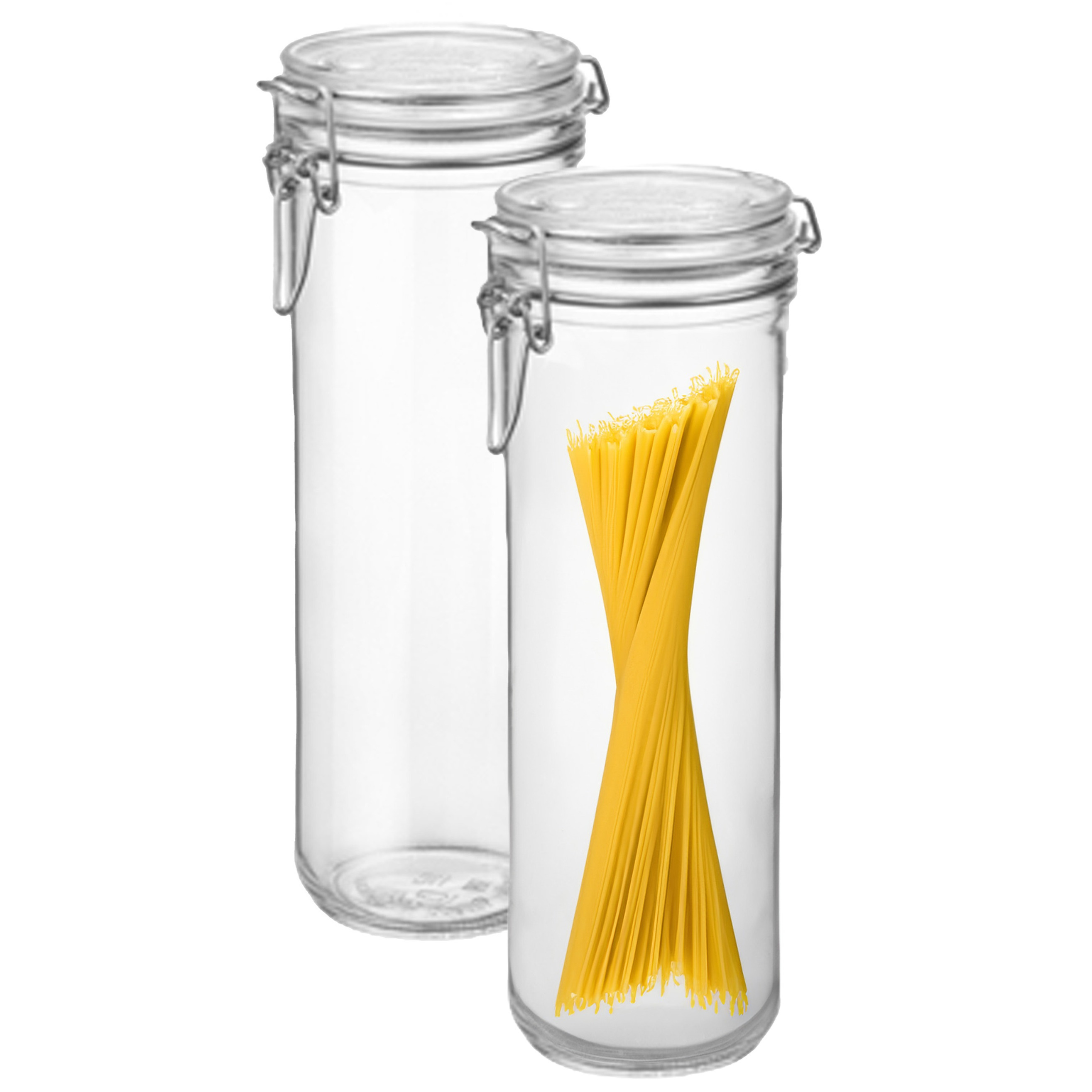 Bormioli Rocco Spaghetti voorraad/weck pot - 2x - glas - transparant - 26 x 9 cm - 1,5 -  -