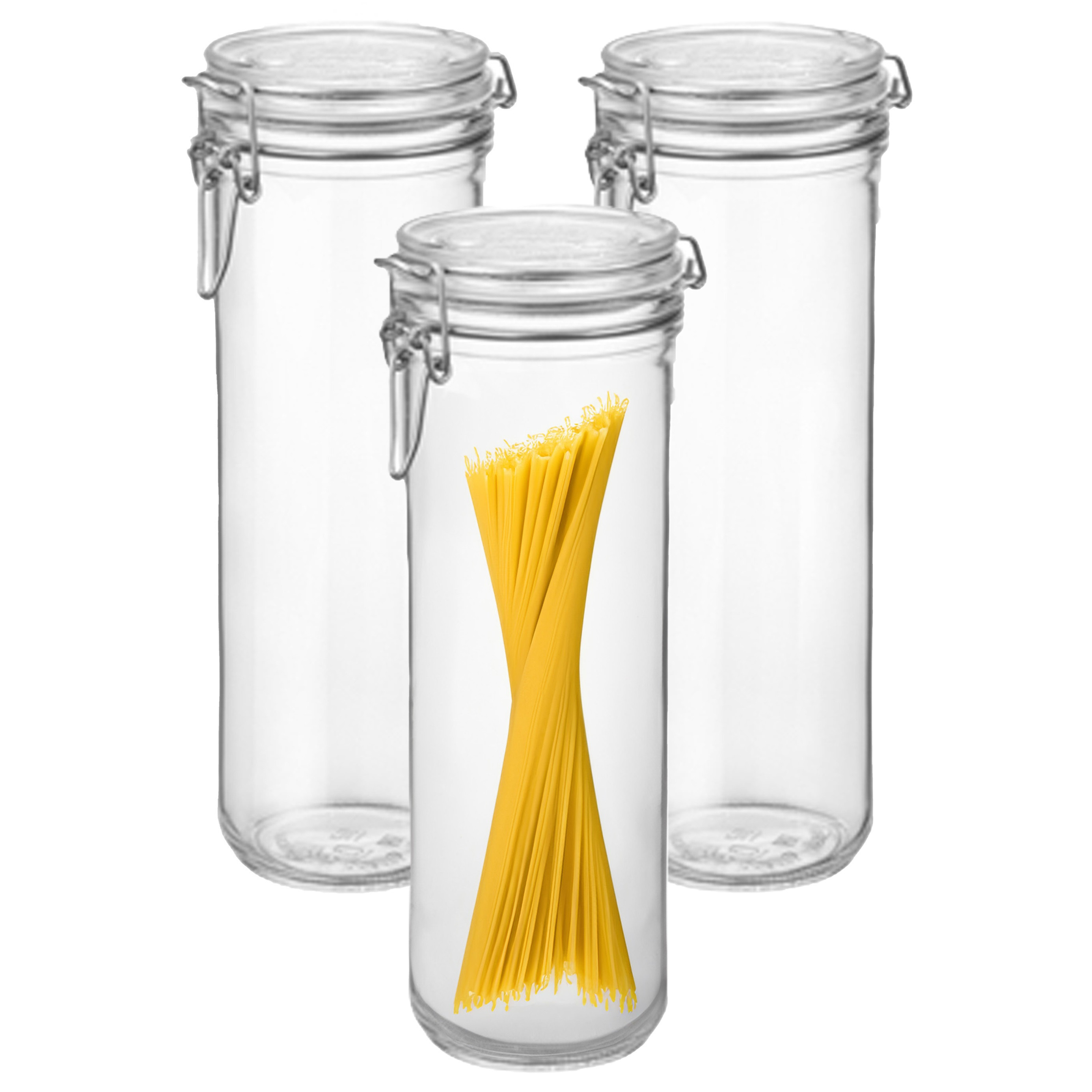 Bormioli Rocco Spaghetti voorraad/weck pot - 4x - glas - transparant - 26 x 9 cm - 1,5 -  -