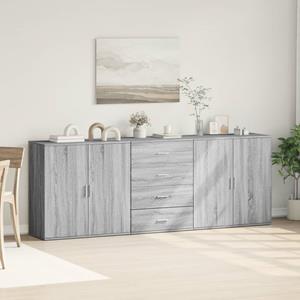 vidaXL Dressoirs 3 st bewerkt hout grijs sonoma eikenkleurig