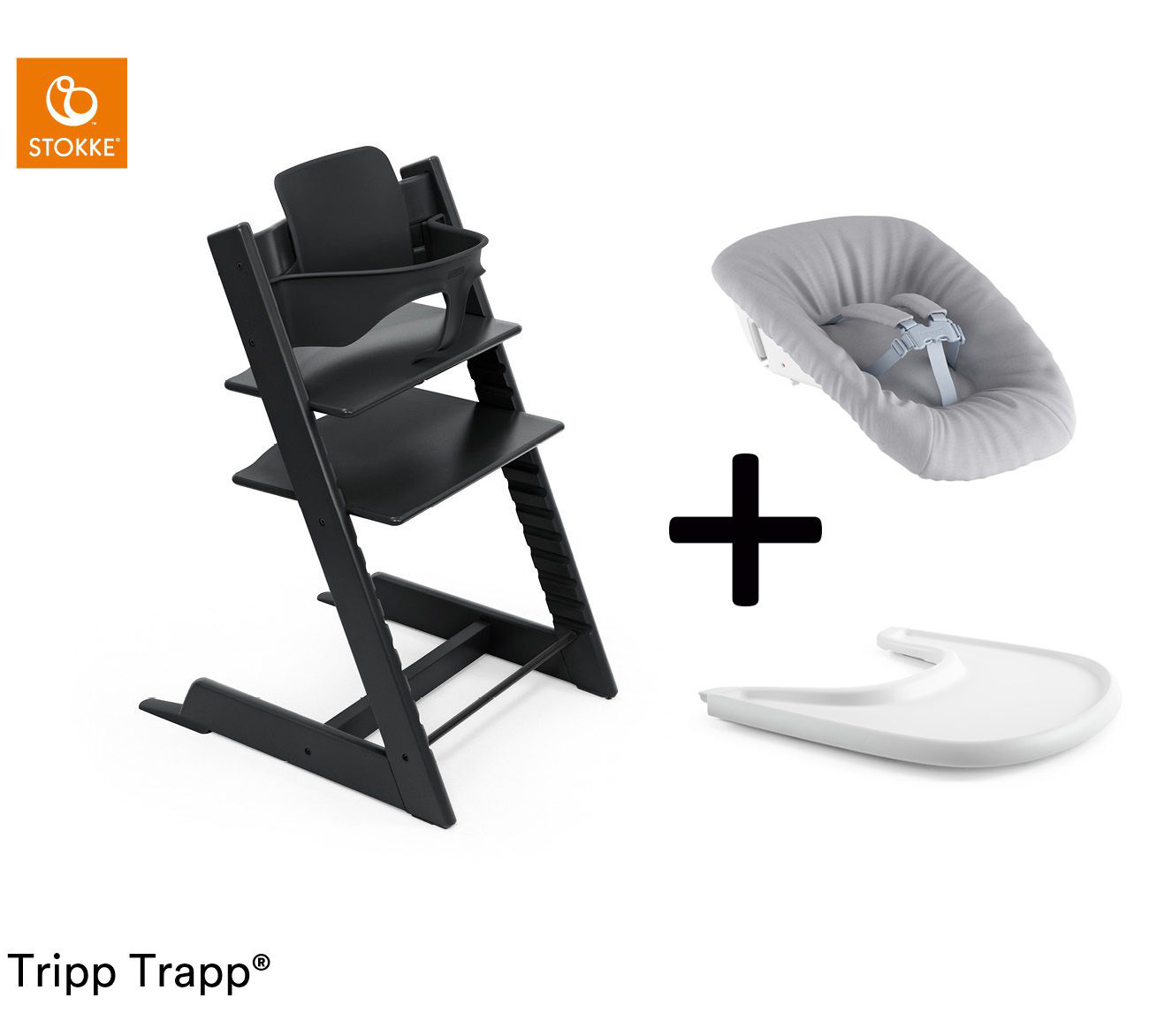 Stokke Tripp Trapp Compleet + Newborn Set™ + Tray - Black (V2)