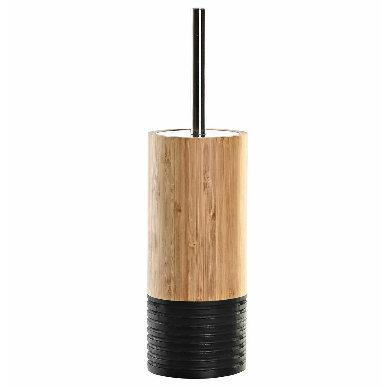 Items WC/Toiletborstel in houder bruin/zwart bamboe hout x 10 cm -