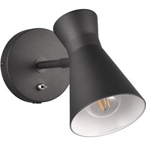 BES LED LED Wandlamp - Wandverlichting - Trion Zen - E27 Fitting - 1-lichts - Rond - Mat Zwart - Metaal
