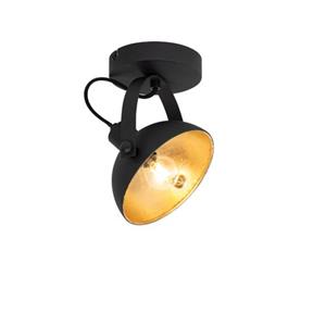 QAZQA Industriële Plafondlamp Zwart Met Goud 15 Cm Verstelbaar - Magnax